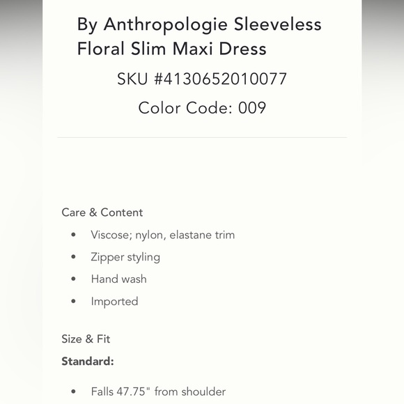 🌟LAST ONE🌟 ANTHROPOLOGIE NWT SLEEVELESS FLORAL SLIM MAXI DRESS Size 6. - Picture 10 of 13